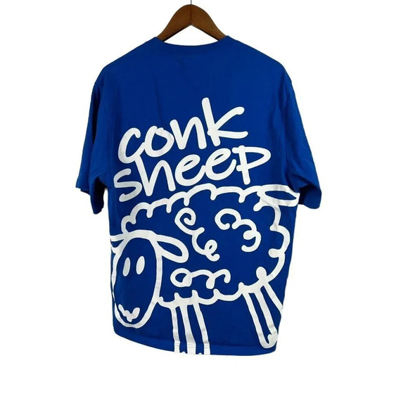 CONKLAB Men's Size Large T Shirt RARE Conk Sheep Graphic Tee Blue & White NWOT - Picture 2 of 6